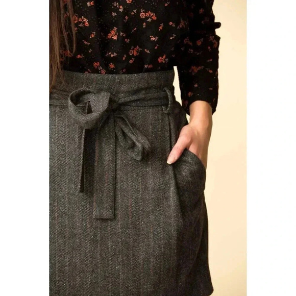 952 Ulla Johnson Paper Bag Leo Wool Belted Mini Skirt Size 2 Color Grey - Picture 4 of 9